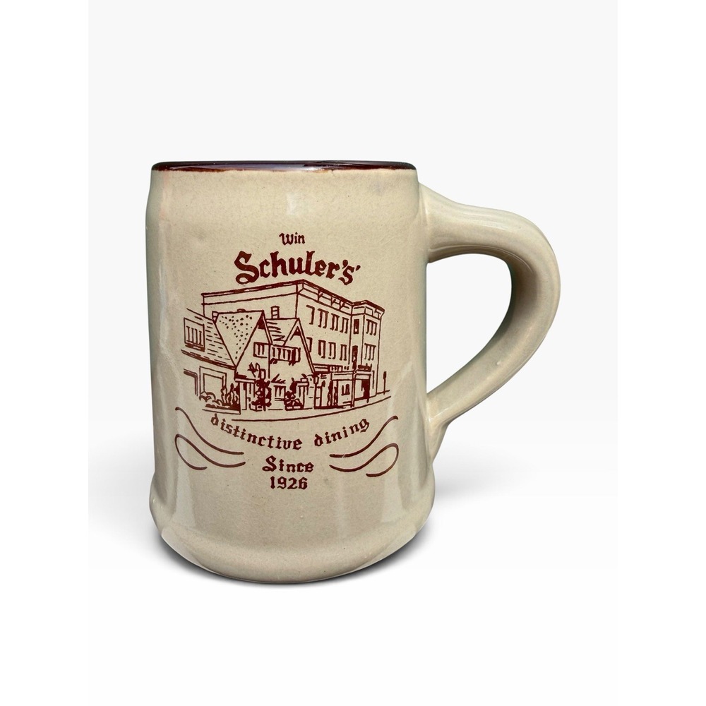 VTG Win Schuler's Distinctive Dining Restaurant Stoneware Coffee Cup Mug Stein